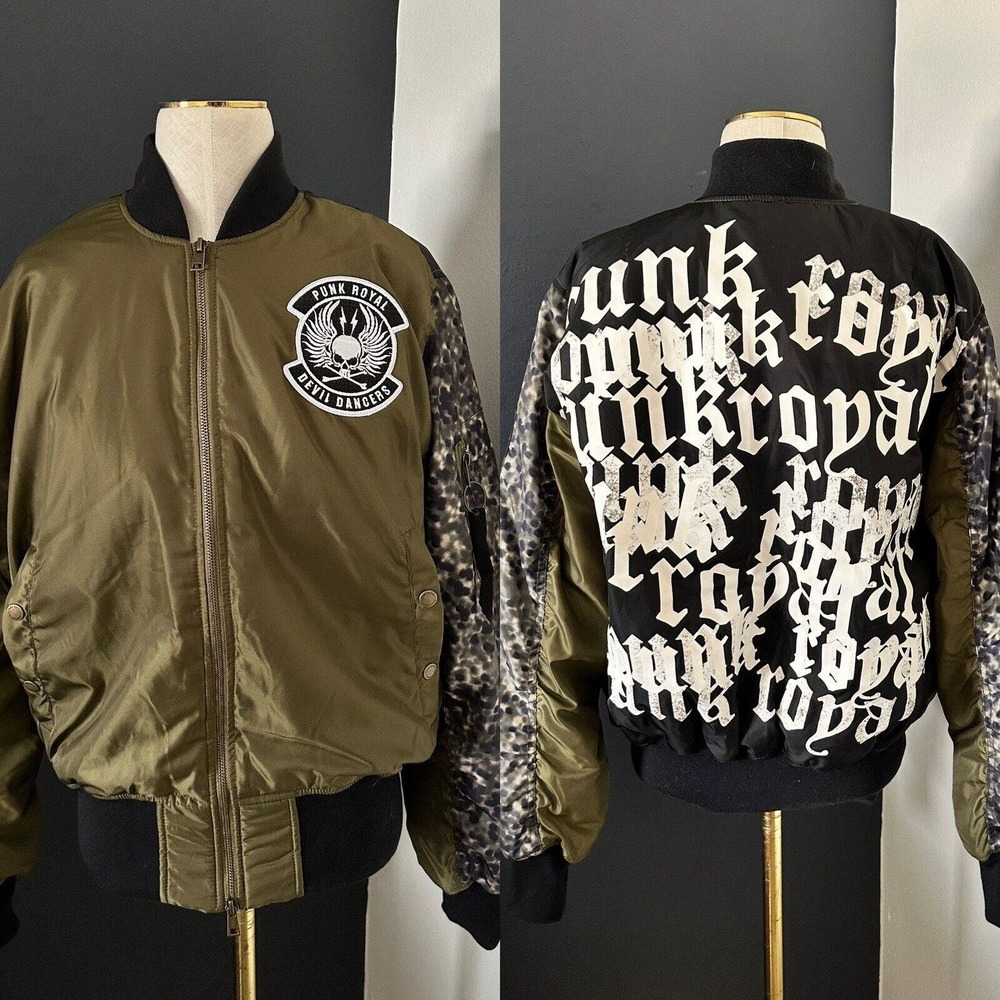 Punk Royal Bomber Zip Jacket Embroidered Patch